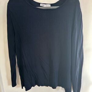 Zara Navy Blue Long Sleeve Top – Size Large